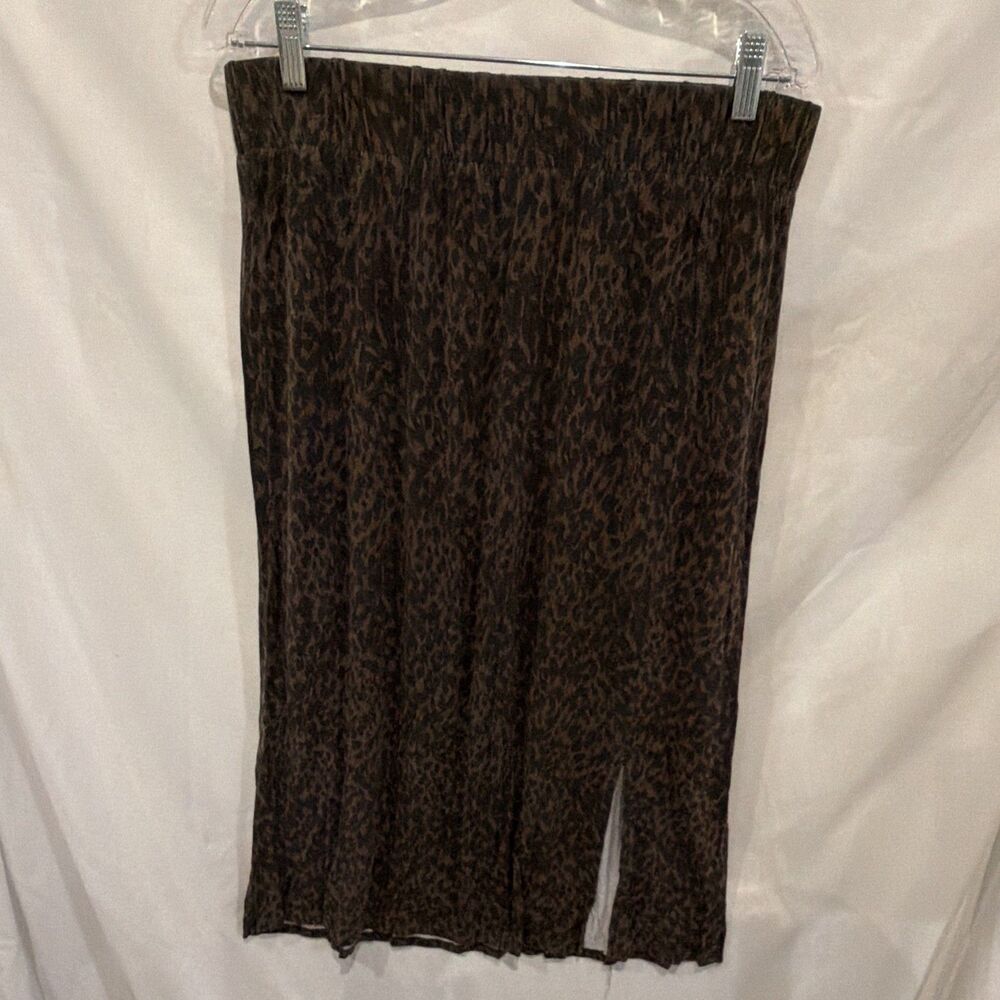 Terra & Sky Women's Animal Print Brown/Black Midi Straight Pencil Skirt 14